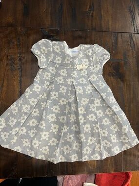 Mayoral Cream Floral Knit Dress with Bow Accent